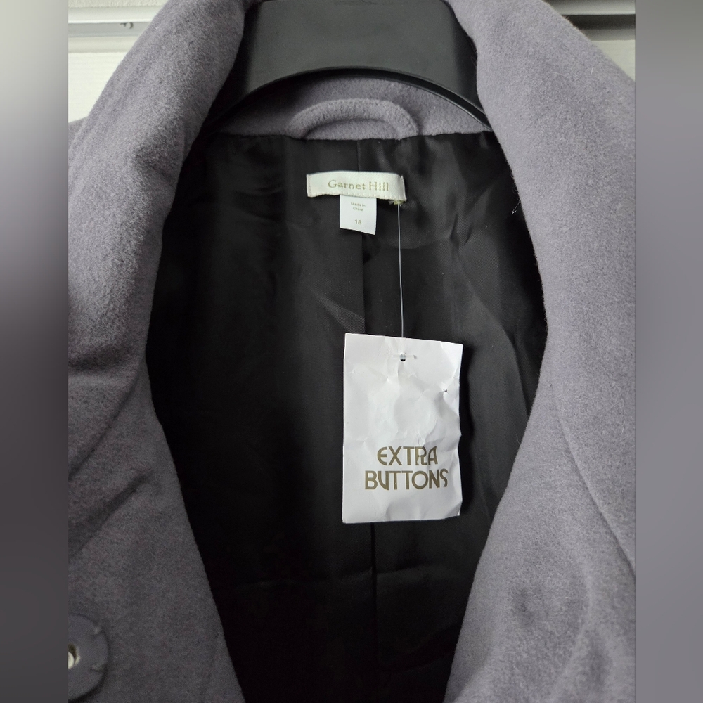 NWOT Garnet Hill Gray Ribbon Candy Ruffle Front Wool Coat Size 18 - Picture 12 of 16